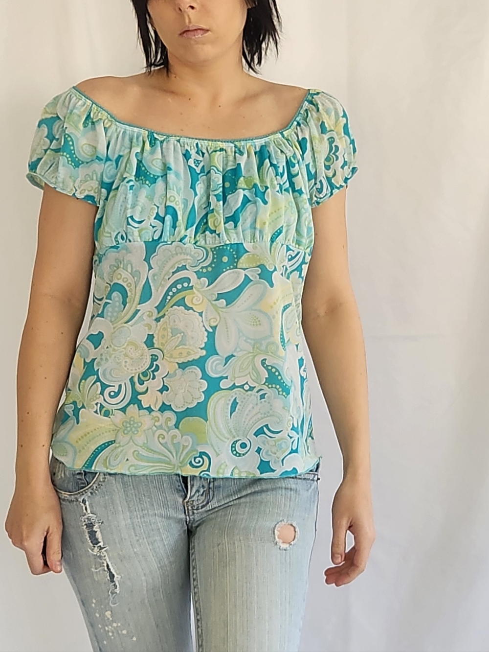 Y2K Blue and Green Top